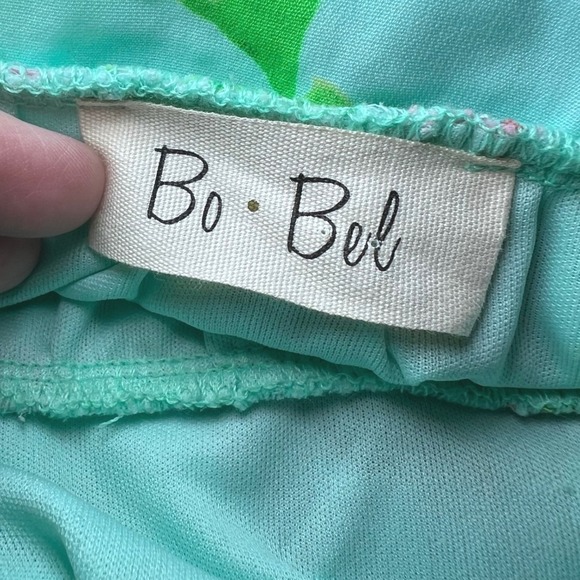 Bo Bel Dress Womens Small Aqua Blue Floral Bow Back Sleeveless Fit Flare Summer - Picture 5 of 16